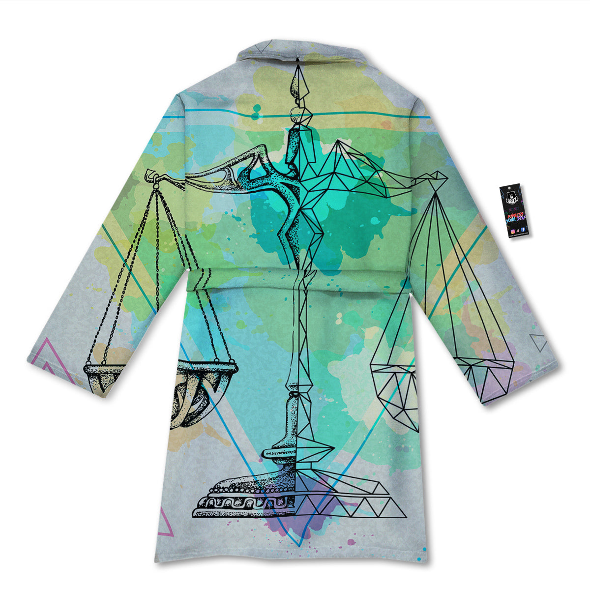 Libra Sign Colorful Print Bathrobe-grizzshop
