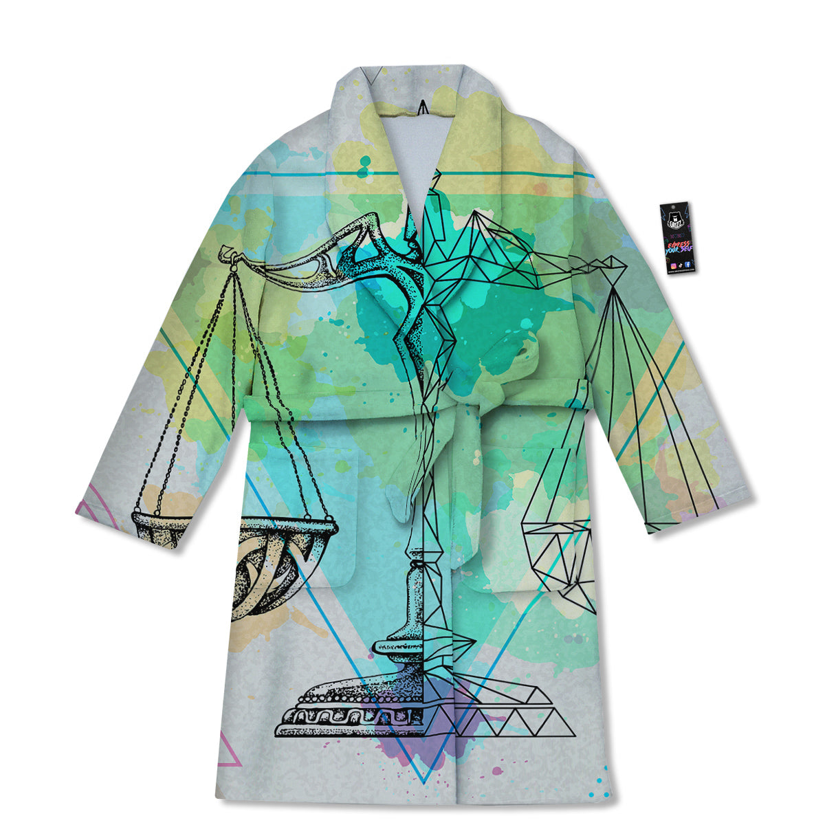 Libra Sign Colorful Print Bathrobe-grizzshop