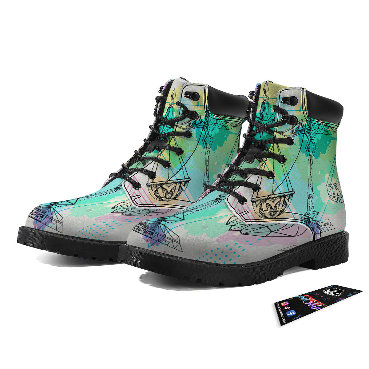 Libra Sign Colorful Print Boots-grizzshop