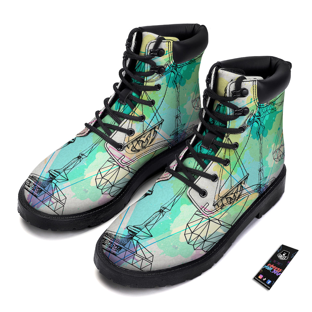 Libra Sign Colorful Print Boots-grizzshop