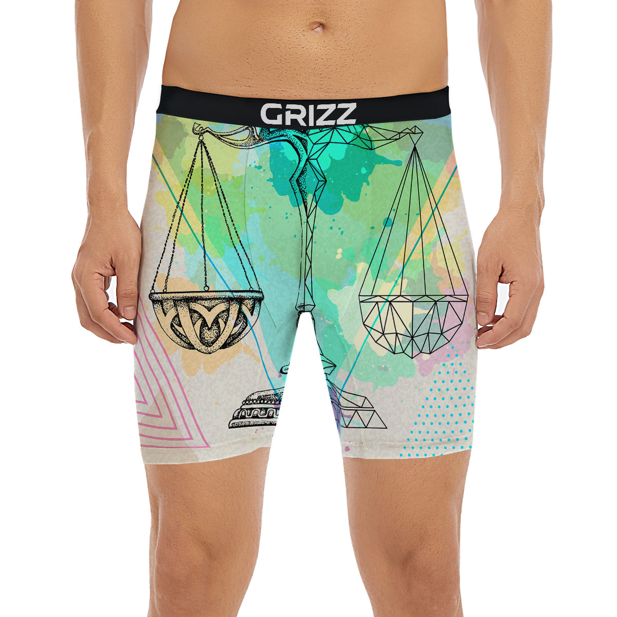 Libra Sign Colorful Print Boxer Briefs-grizzshop