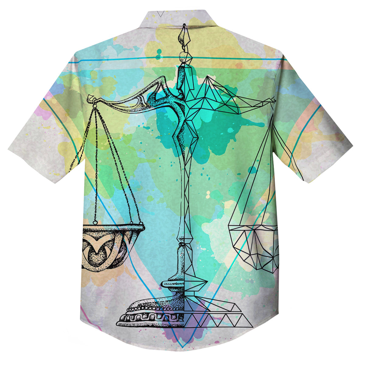 Libra Sign Colorful Print Button Up Shirt-grizzshop