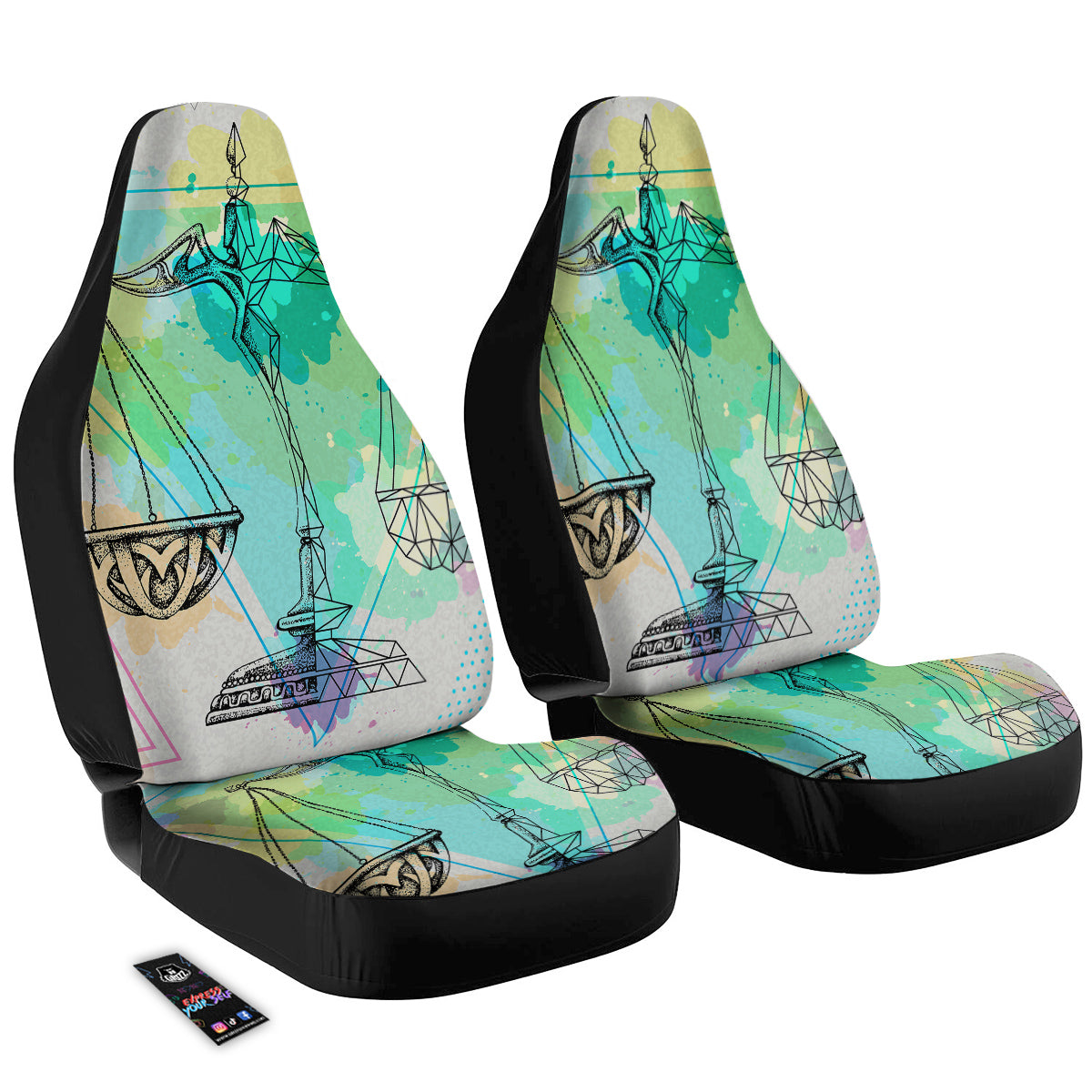 Libra Sign Colorful Print Car Seat Covers-grizzshop