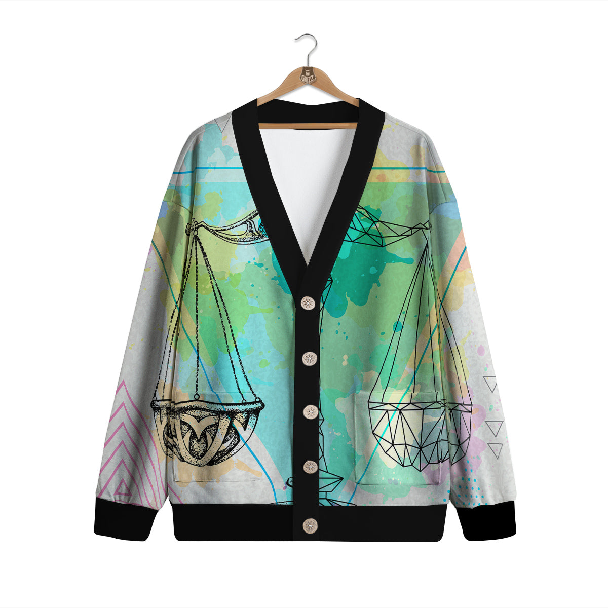 Libra Sign Colorful Print Cardigan-grizzshop