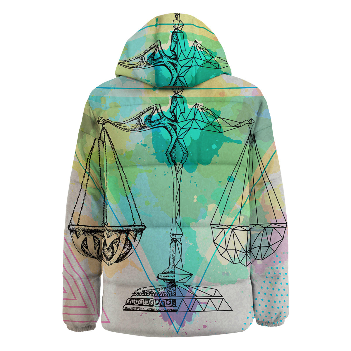 Libra Sign Colorful Print Down Jacket-grizzshop