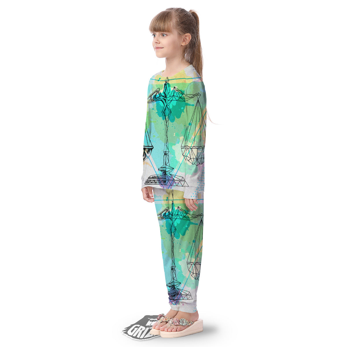 Libra Sign Colorful Print Kid's Pajamas-grizzshop