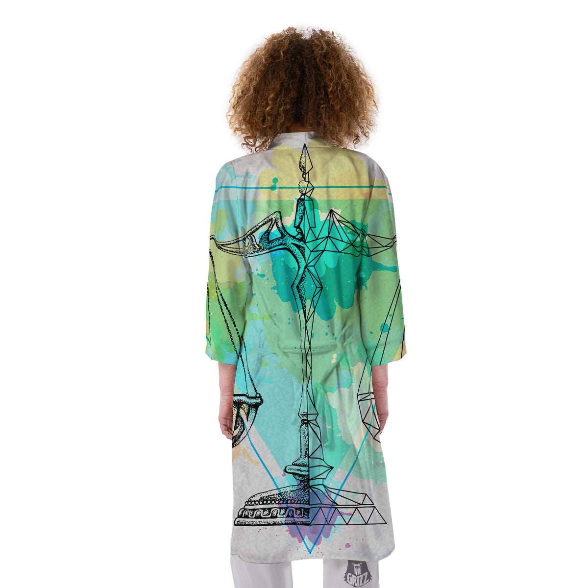 Libra Sign Colorful Print Kimono-grizzshop