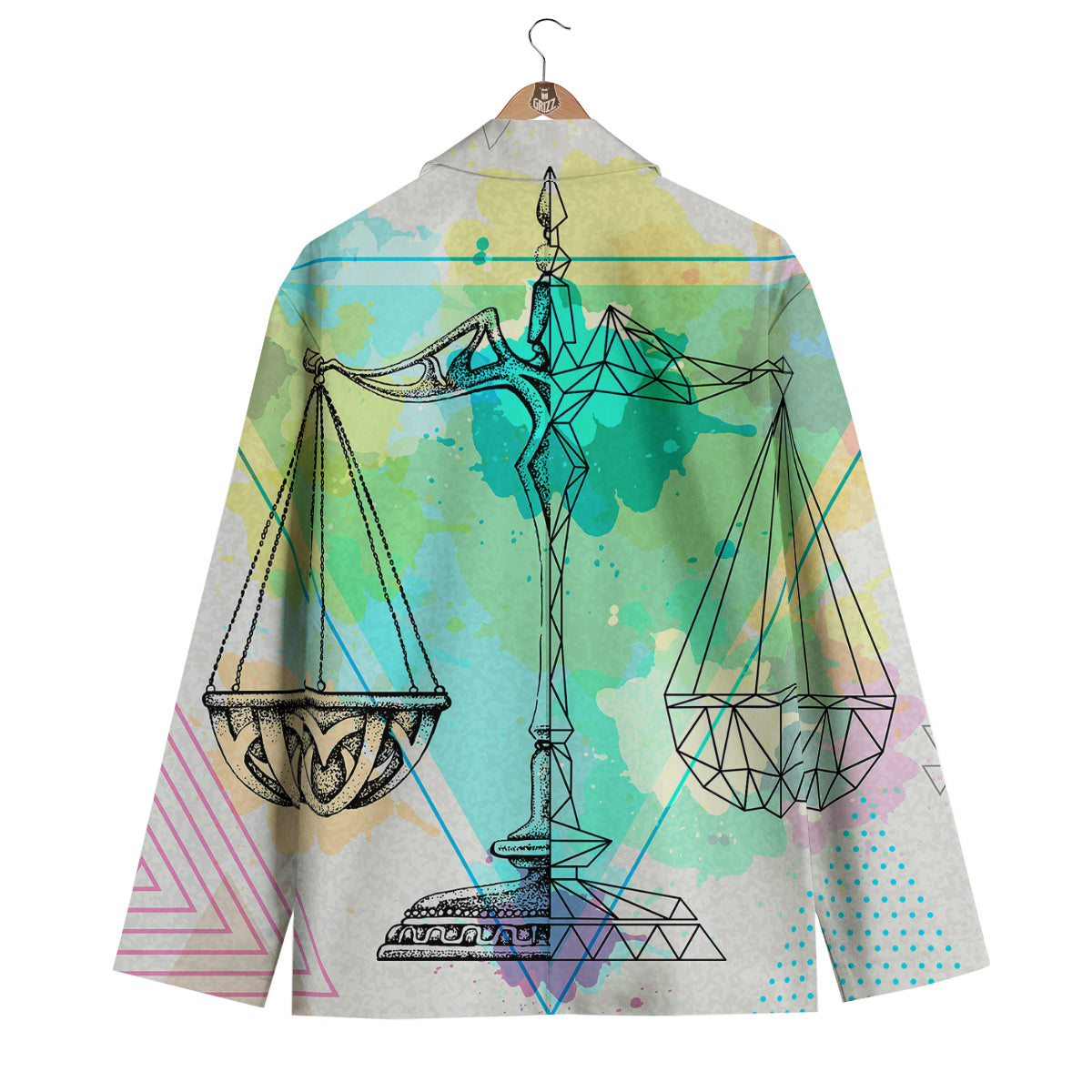 Libra Sign Colorful Print Men's Blazer-grizzshop