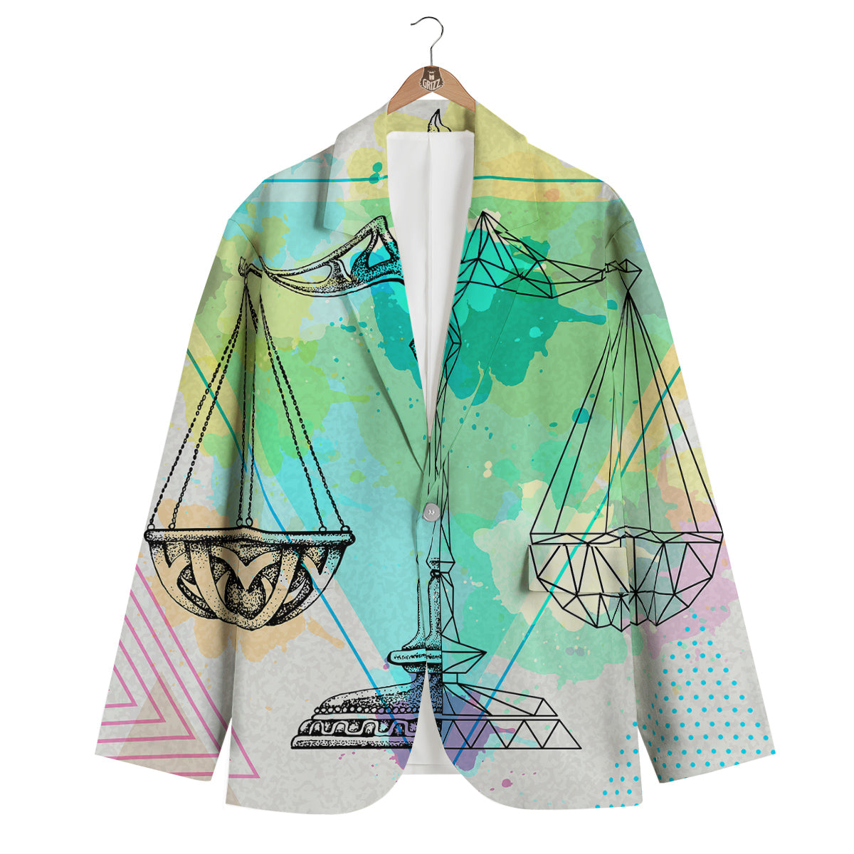 Libra Sign Colorful Print Men's Blazer-grizzshop
