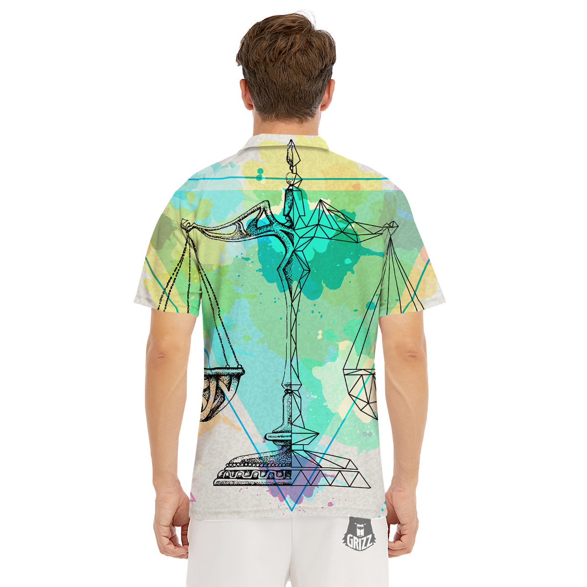 Libra Sign Colorful Print Men's Golf Shirts-grizzshop