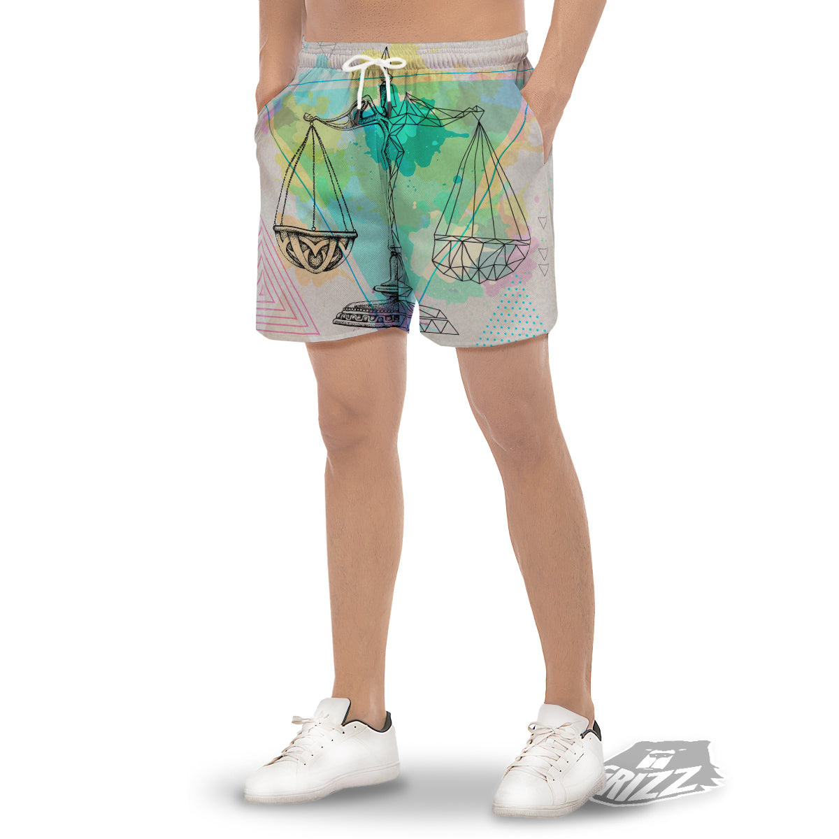 Libra Sign Colorful Print Men's Gym Shorts-grizzshop