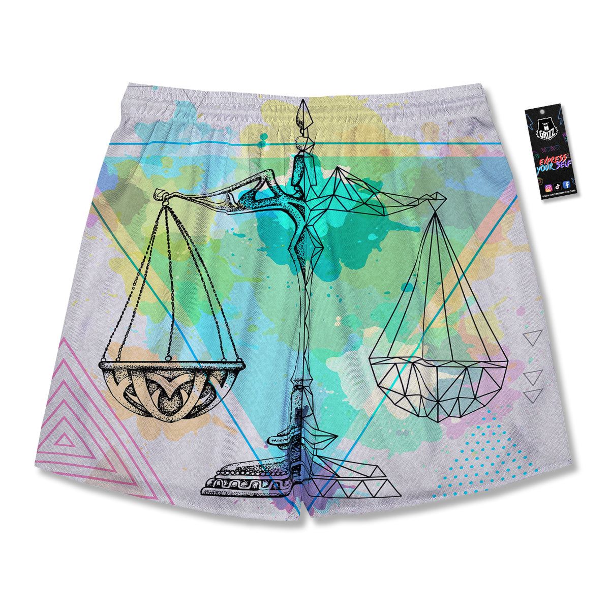 Libra Sign Colorful Print Men's Running Shorts-grizzshop