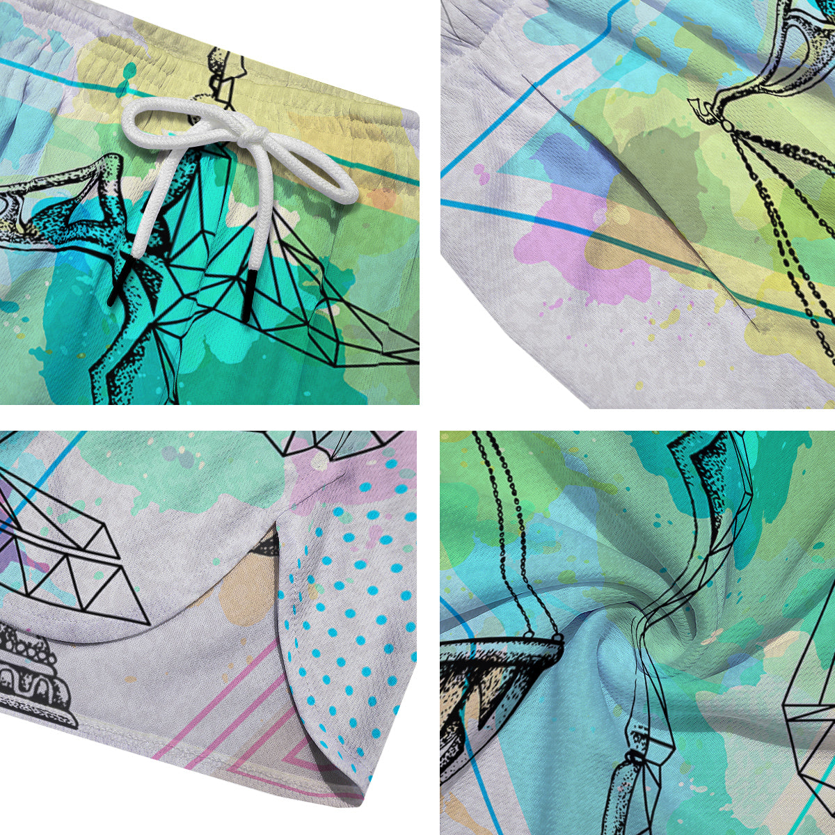 Libra Sign Colorful Print Men's Running Shorts-grizzshop
