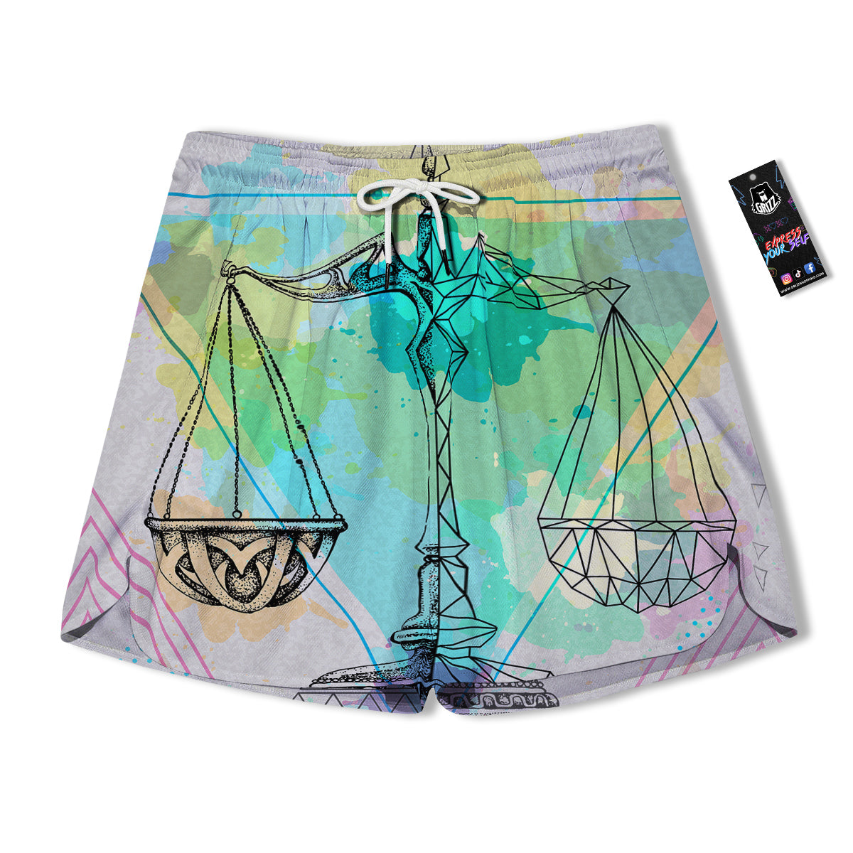 Libra Sign Colorful Print Men's Running Shorts-grizzshop