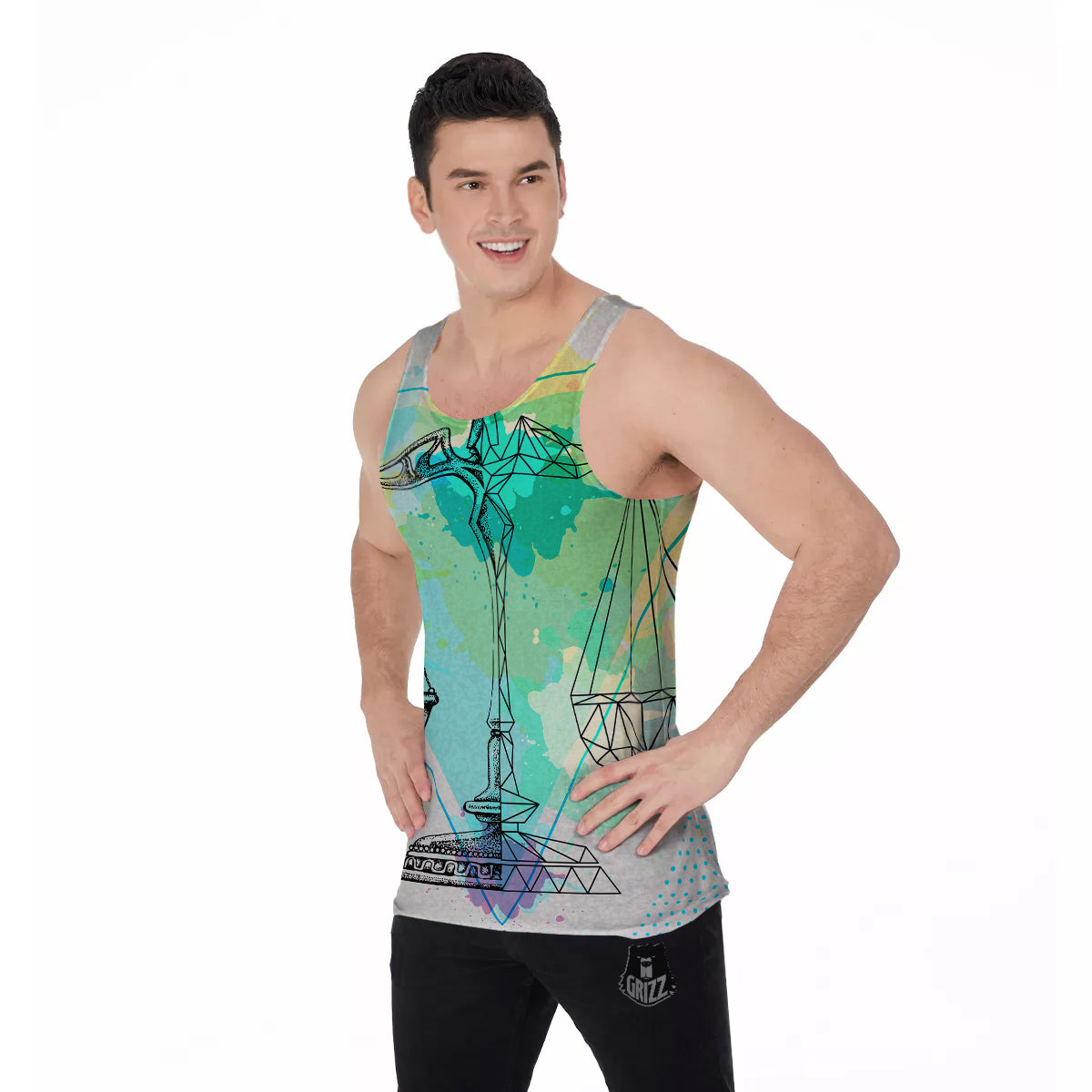 Libra Sign Colorful Print Men's Tank Top-grizzshop