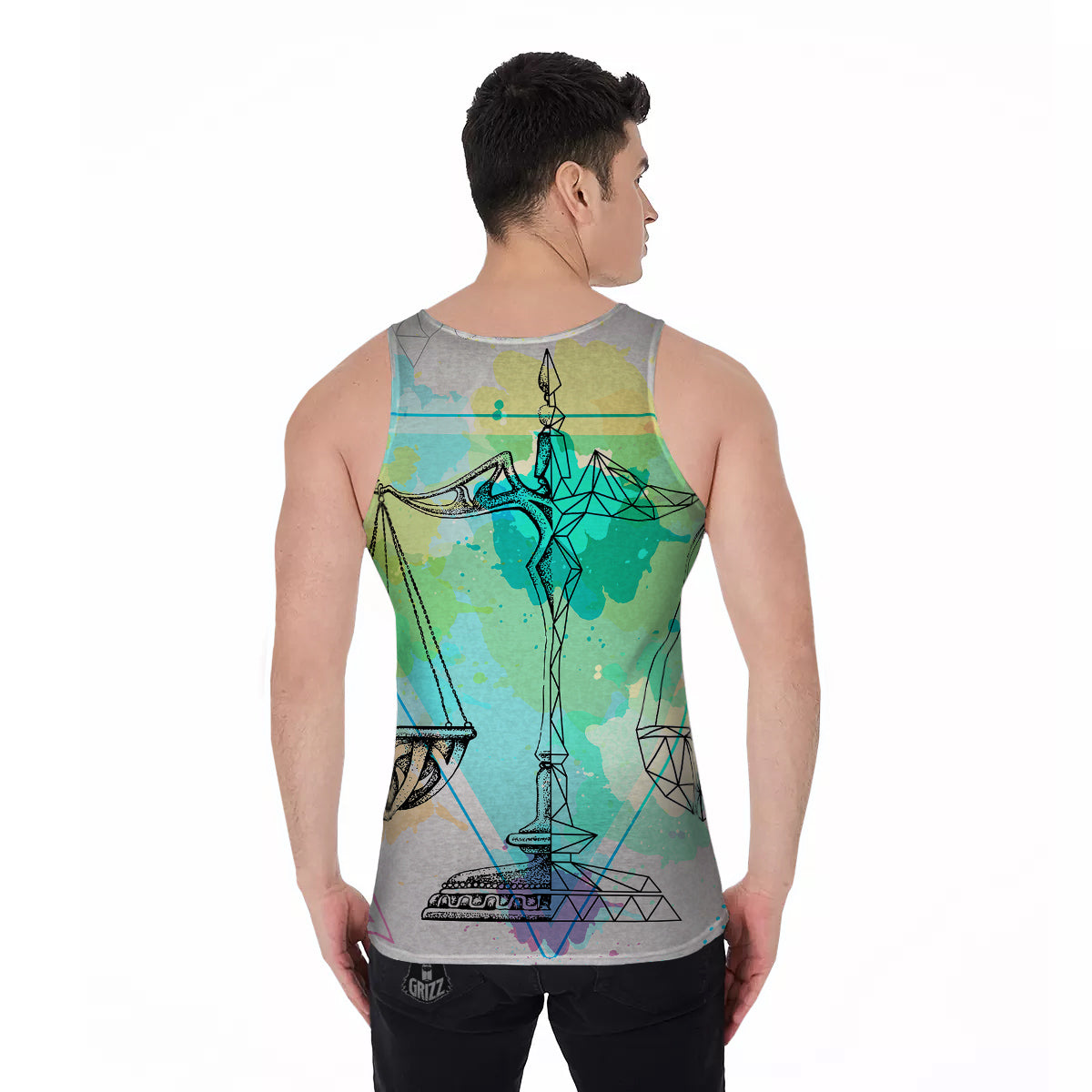 Libra Sign Colorful Print Men's Tank Top-grizzshop