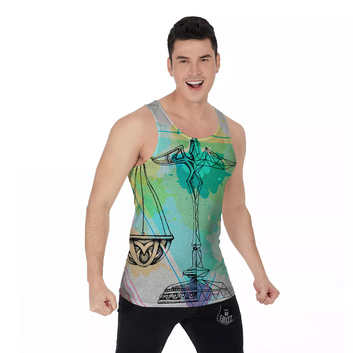 Libra Sign Colorful Print Men's Tank Top-grizzshop