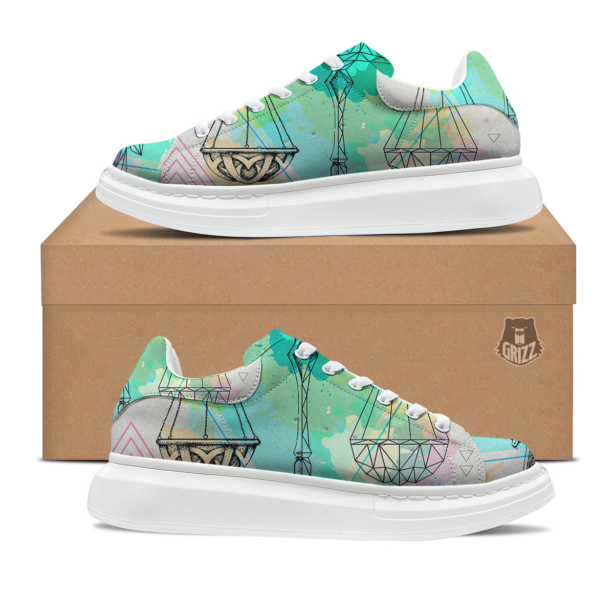 Libra Sign Colorful Print Platform Shoes-grizzshop
