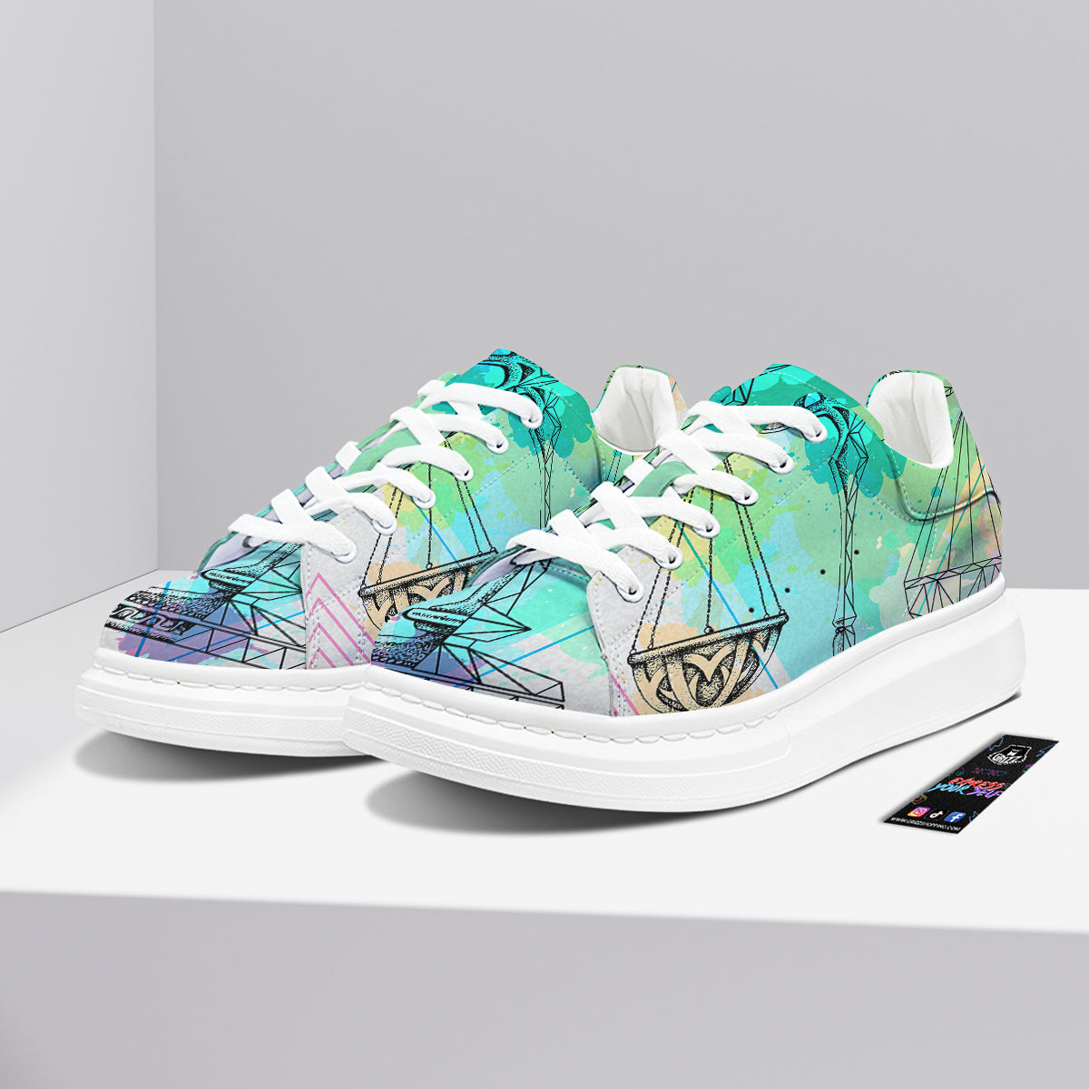 Libra Sign Colorful Print Platform Shoes-grizzshop