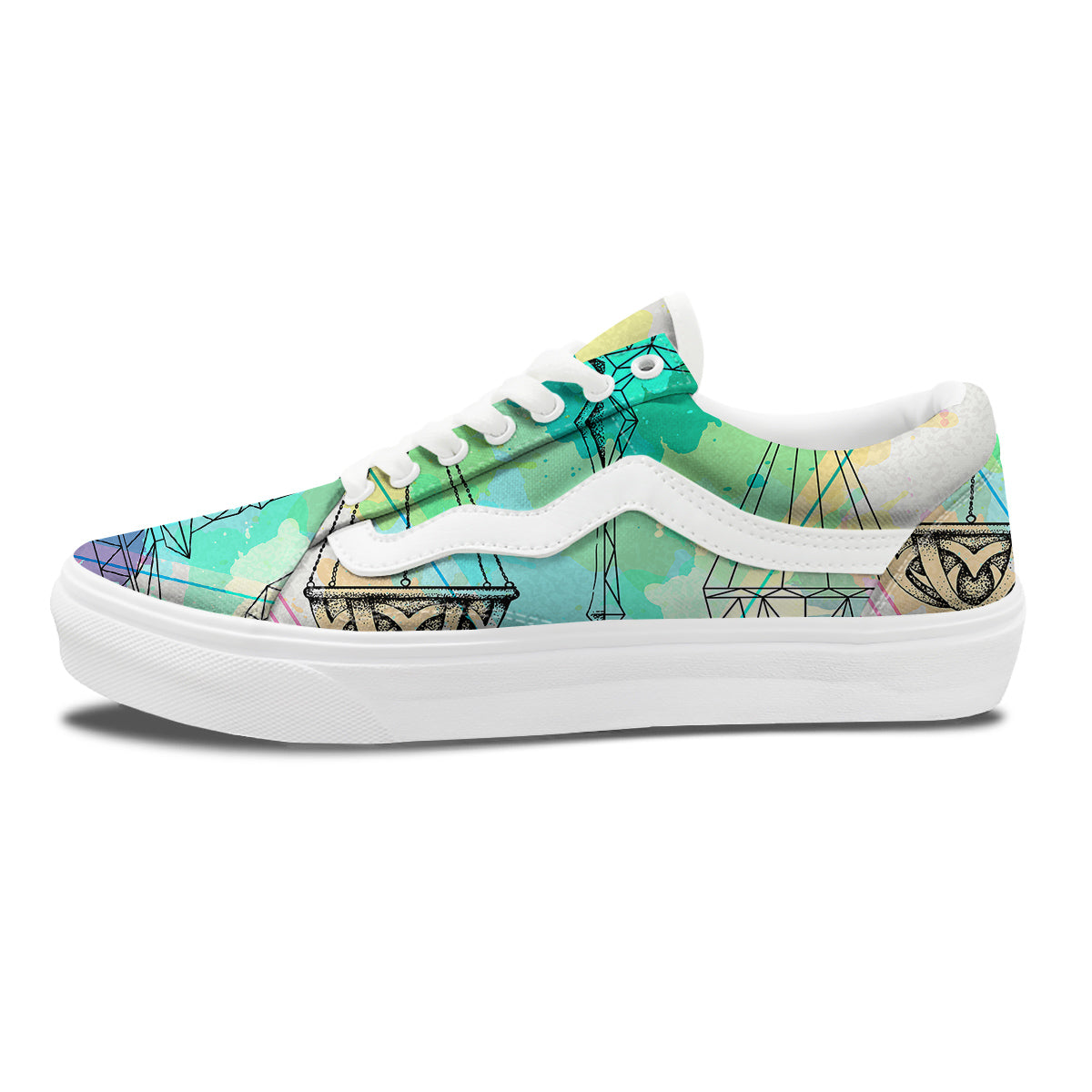 Libra Sign Colorful Print Skate Shoes-grizzshop