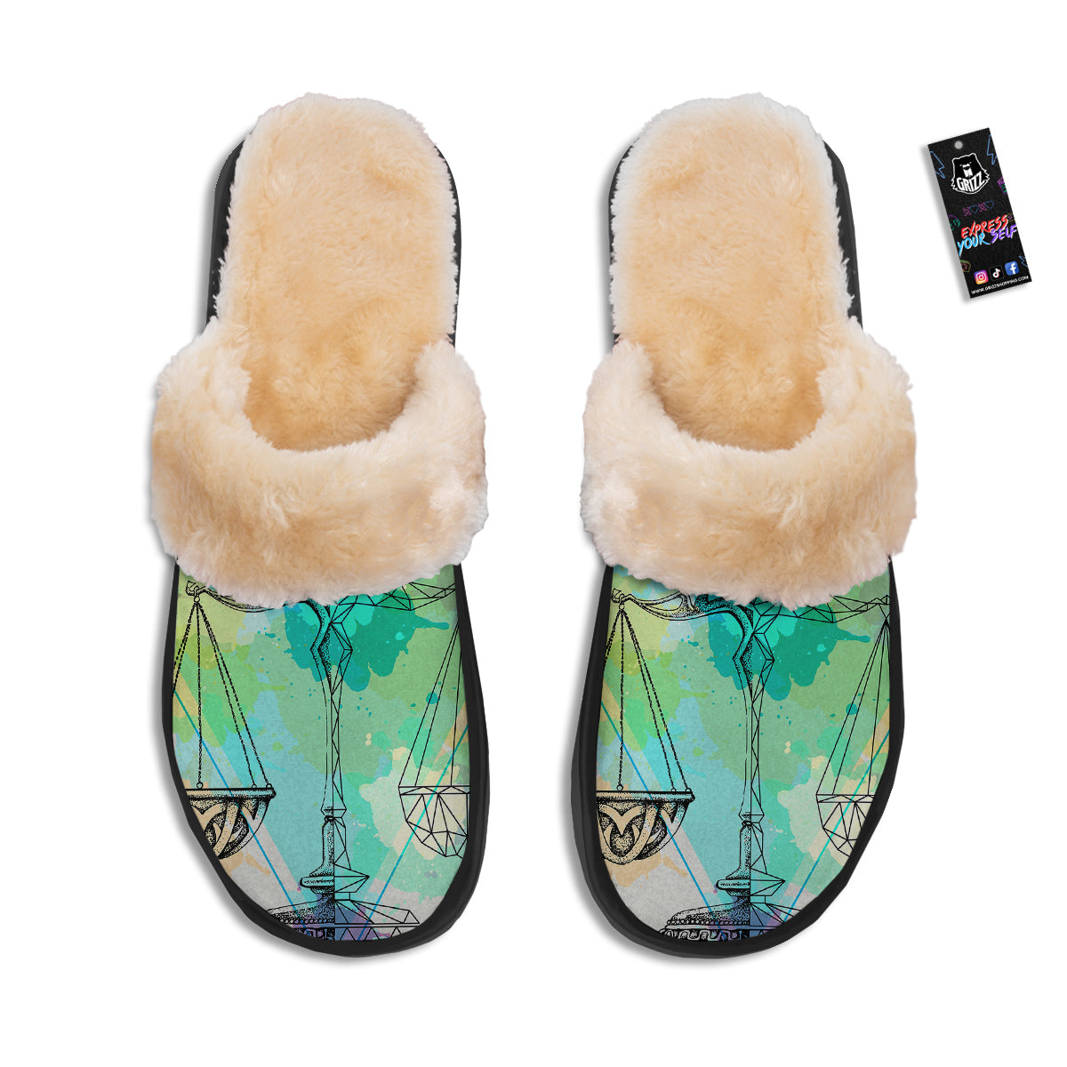Libra Sign Colorful Print Slippers-grizzshop