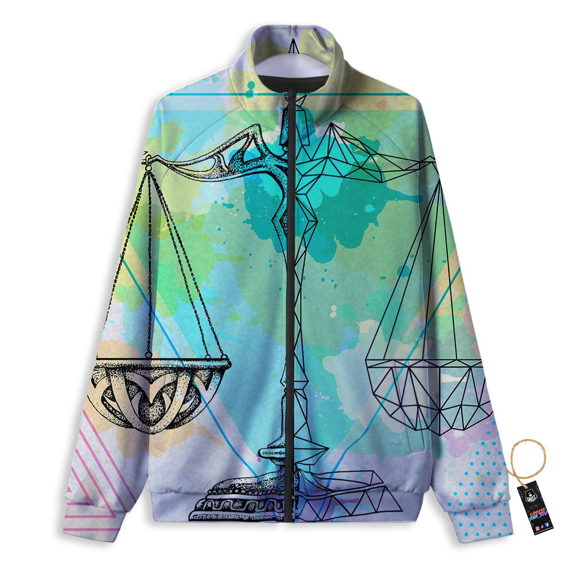 Libra Sign Colorful Print Track Jacket-grizzshop