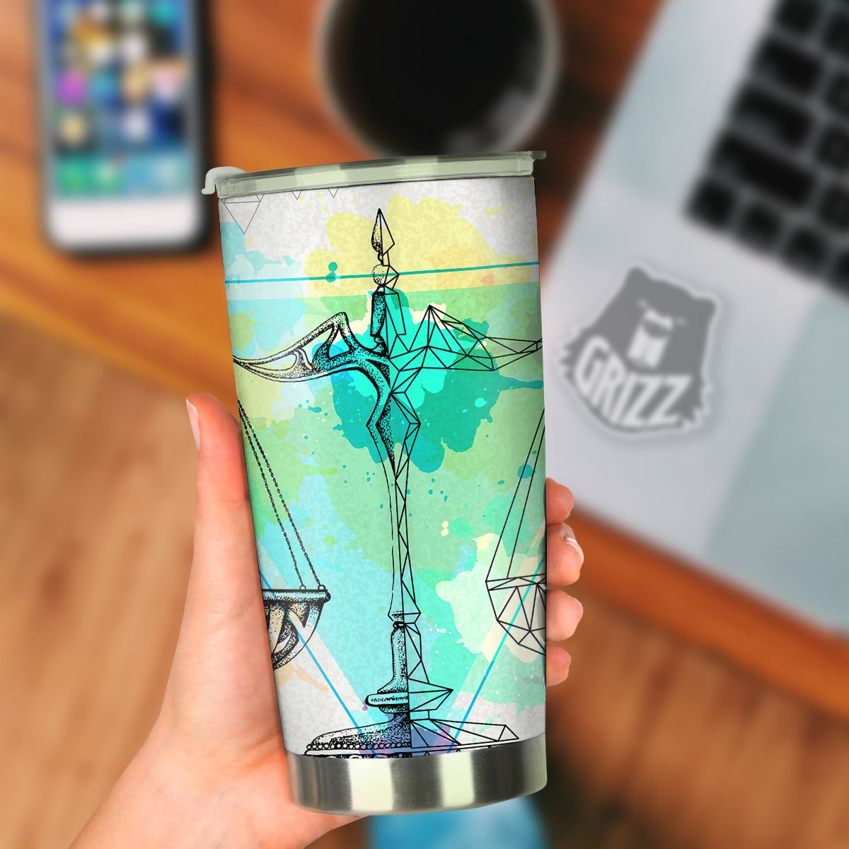 Libra Sign Colorful Print Tumbler-grizzshop