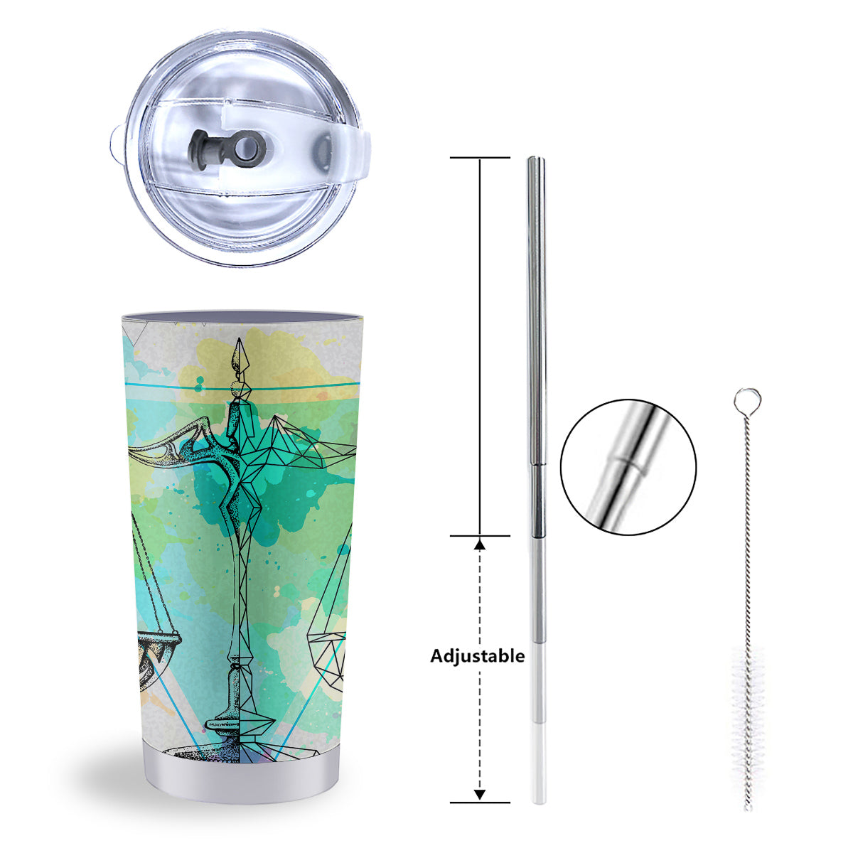 Libra Sign Colorful Print Tumbler-grizzshop