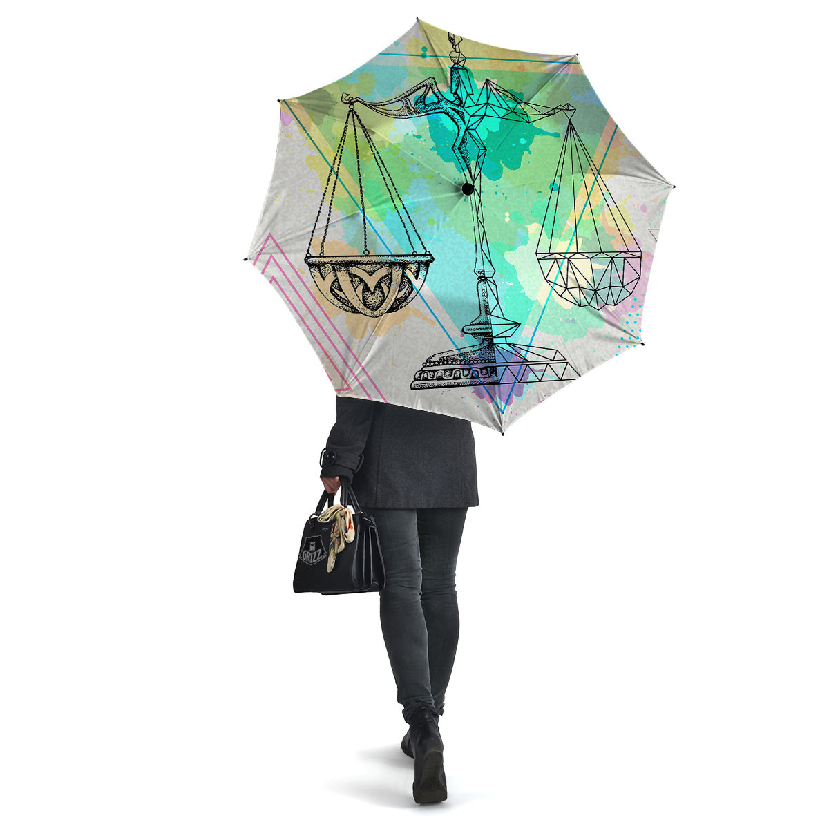 Libra Sign Colorful Print Umbrella-grizzshop