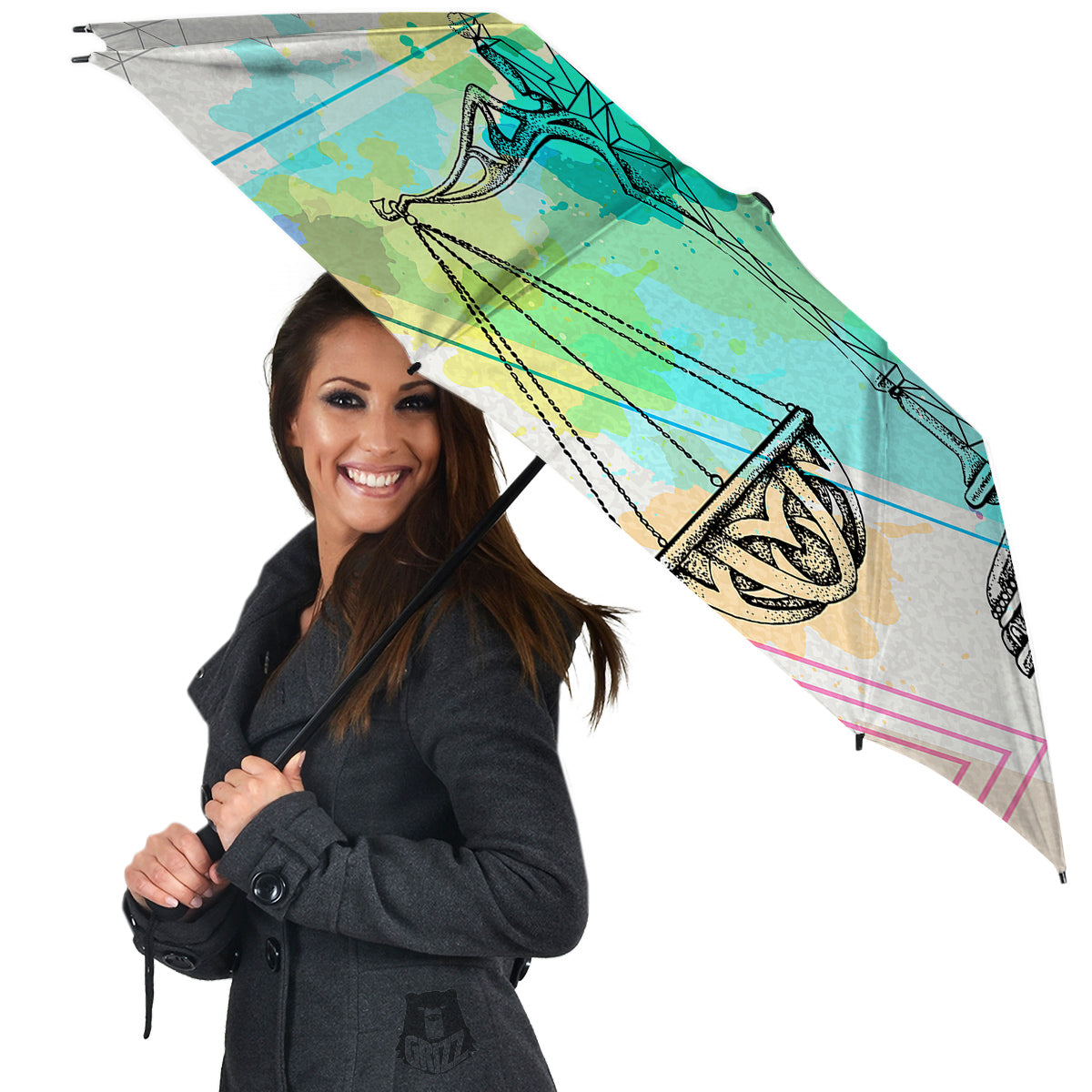 Libra Sign Colorful Print Umbrella-grizzshop