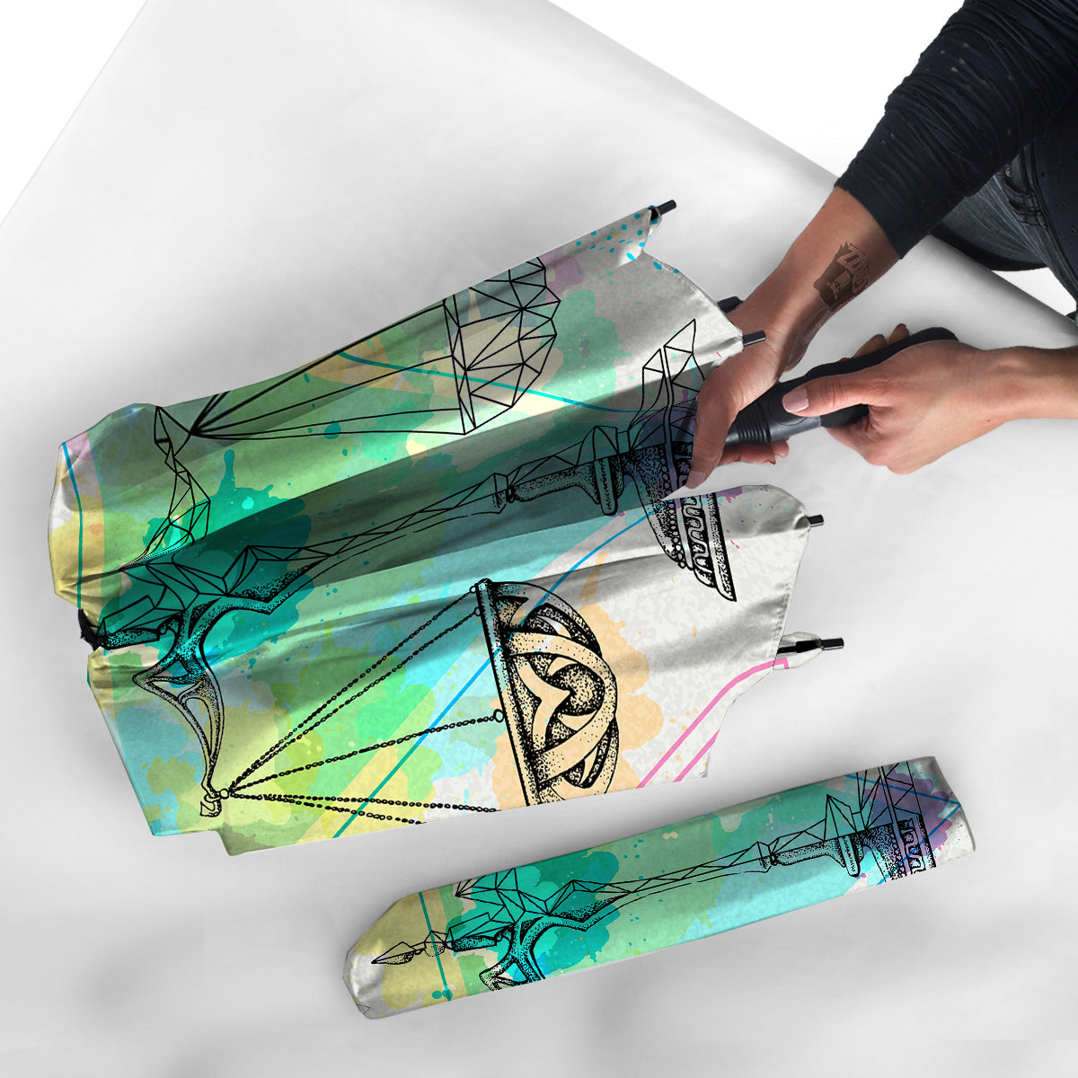 Libra Sign Colorful Print Umbrella-grizzshop