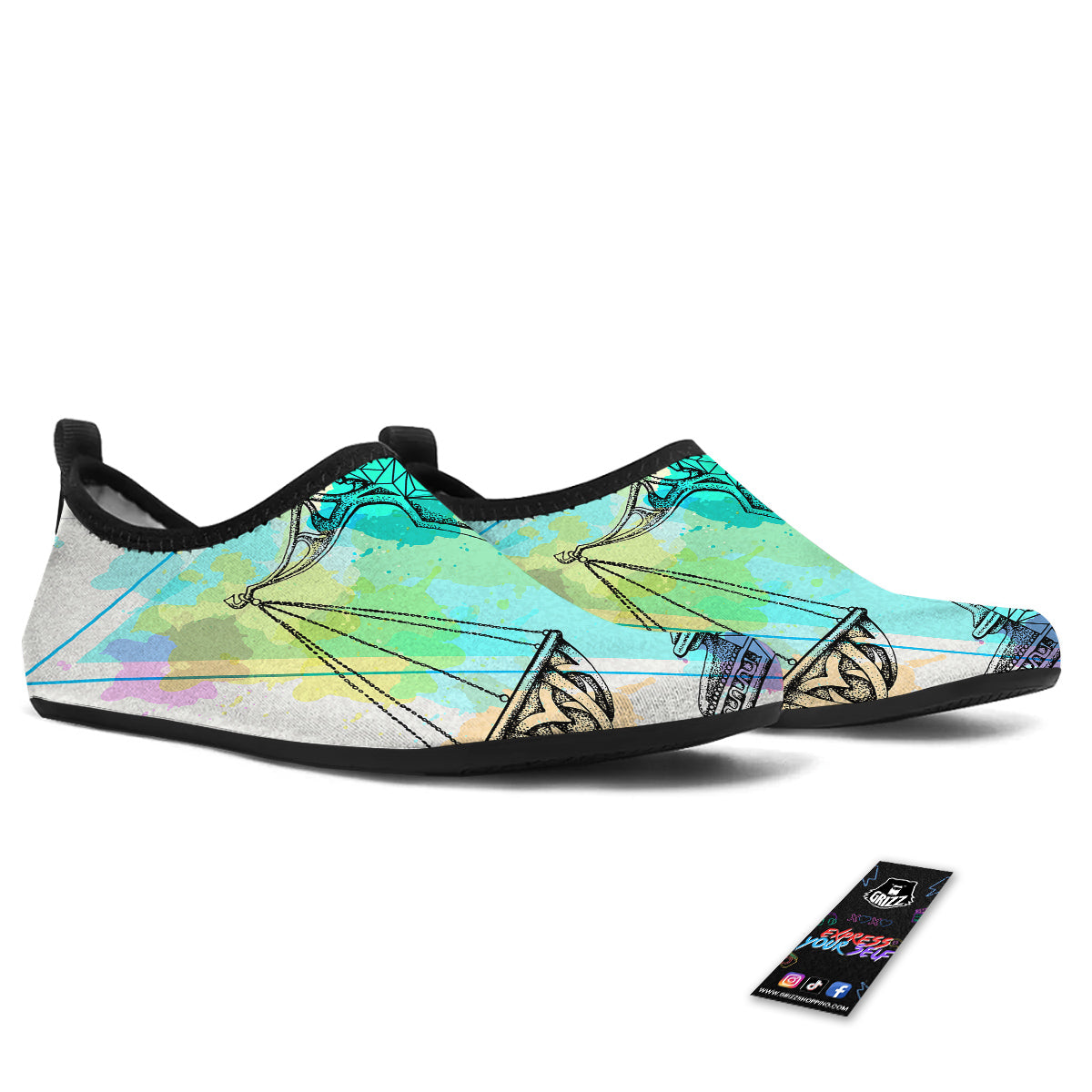 Libra Sign Colorful Print Water Shoes-grizzshop