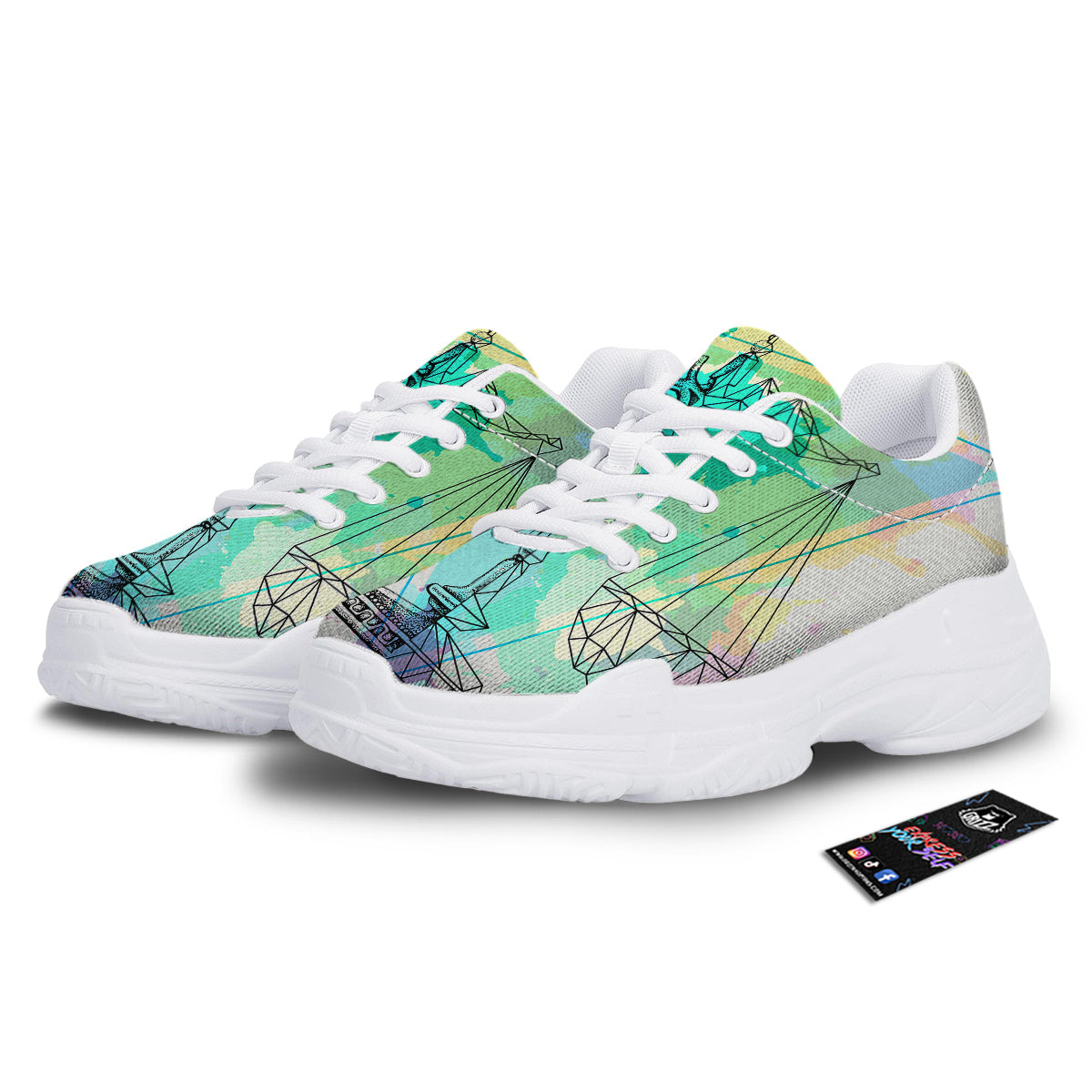 Libra Sign Colorful Print White Chunky Shoes-grizzshop
