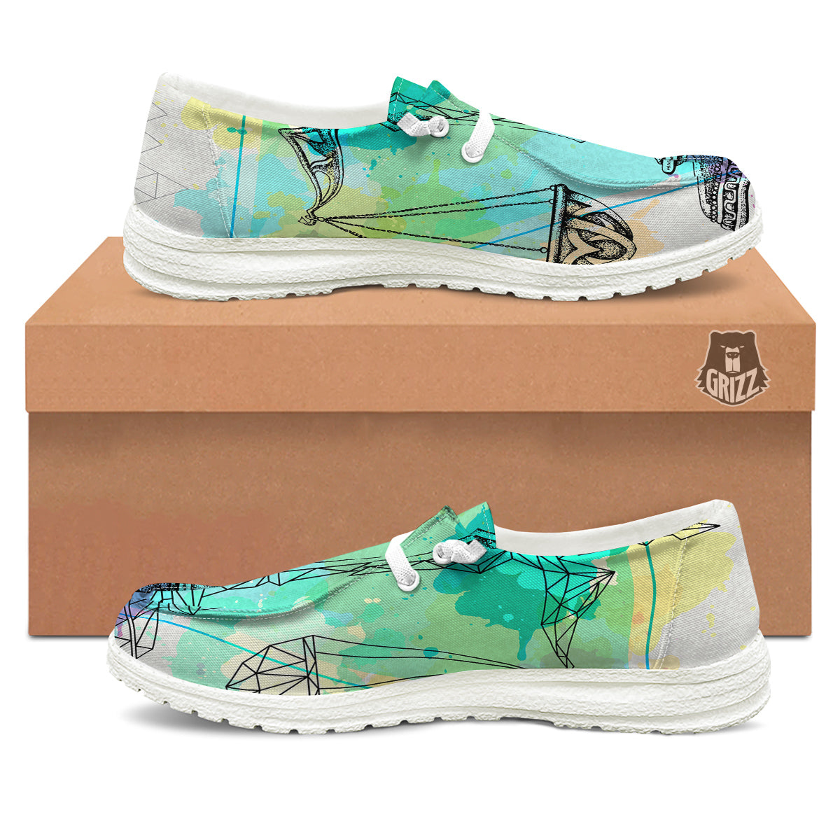 Libra Sign Colorful Print White Loafers-grizzshop