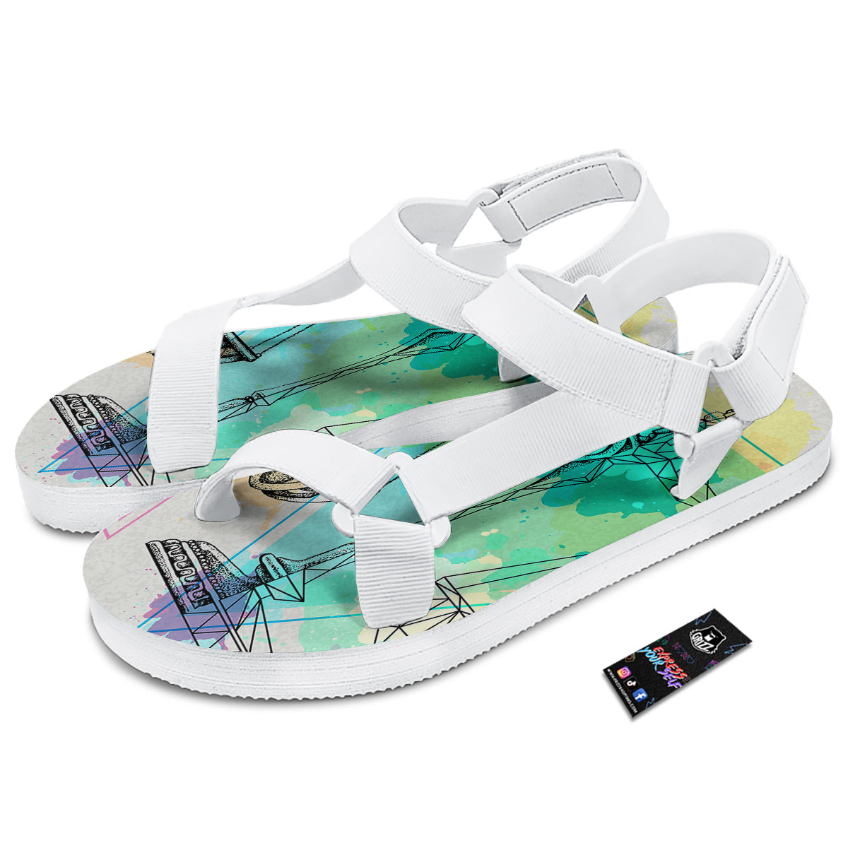 Libra Sign Colorful Print White Open Toe Sandals-grizzshop