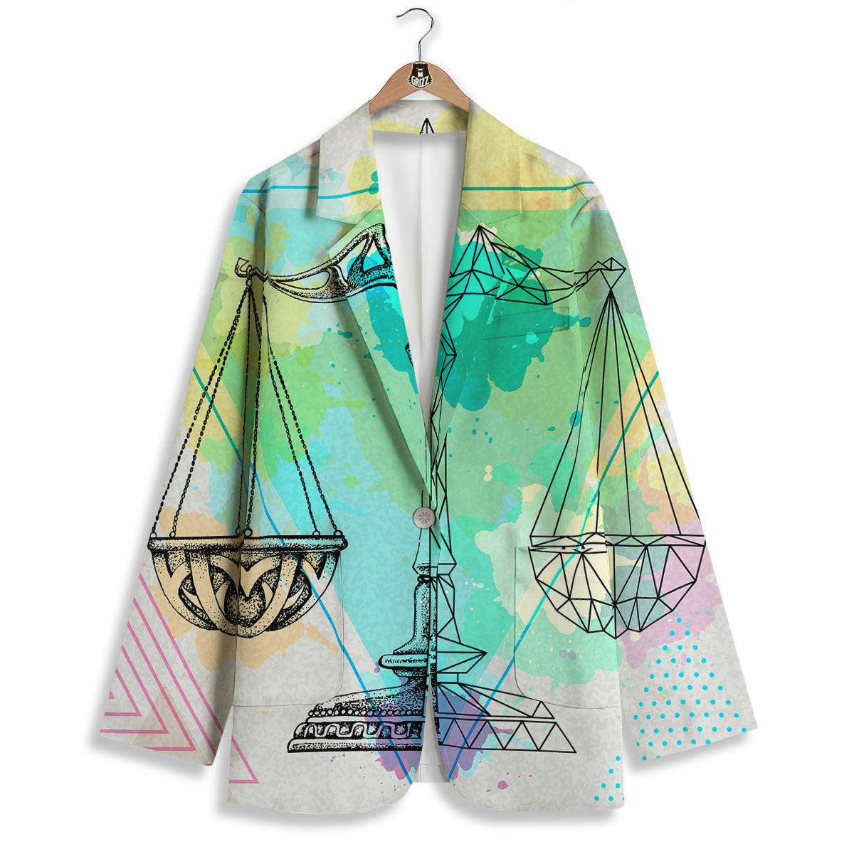 Libra Sign Colorful Print Women's Blazer-grizzshop