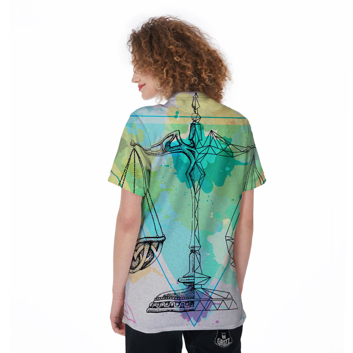 Libra Sign Colorful Print Women's Golf Shirts-grizzshop