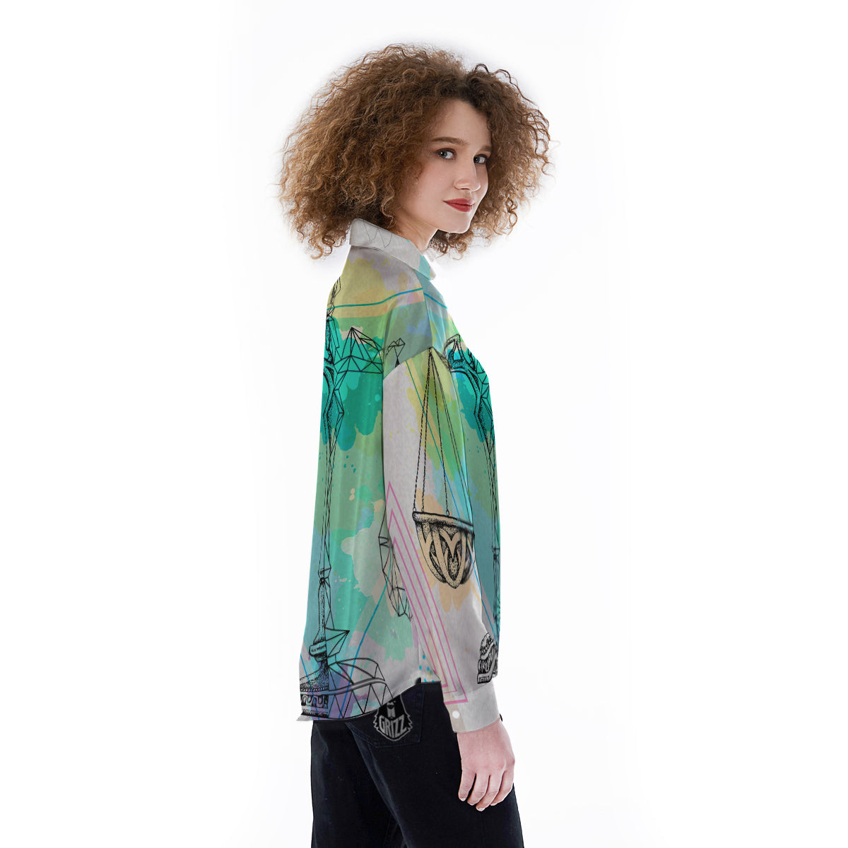 Libra Sign Colorful Print Women's Long Sleeve Shirts-grizzshop
