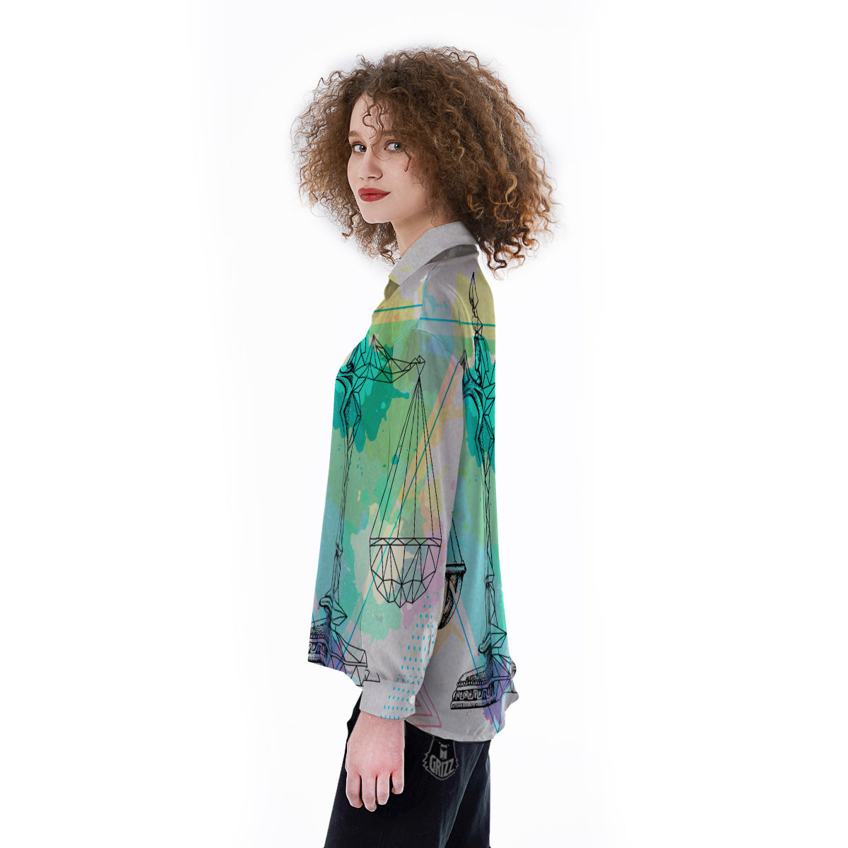 Libra Sign Colorful Print Women's Long Sleeve Shirts-grizzshop