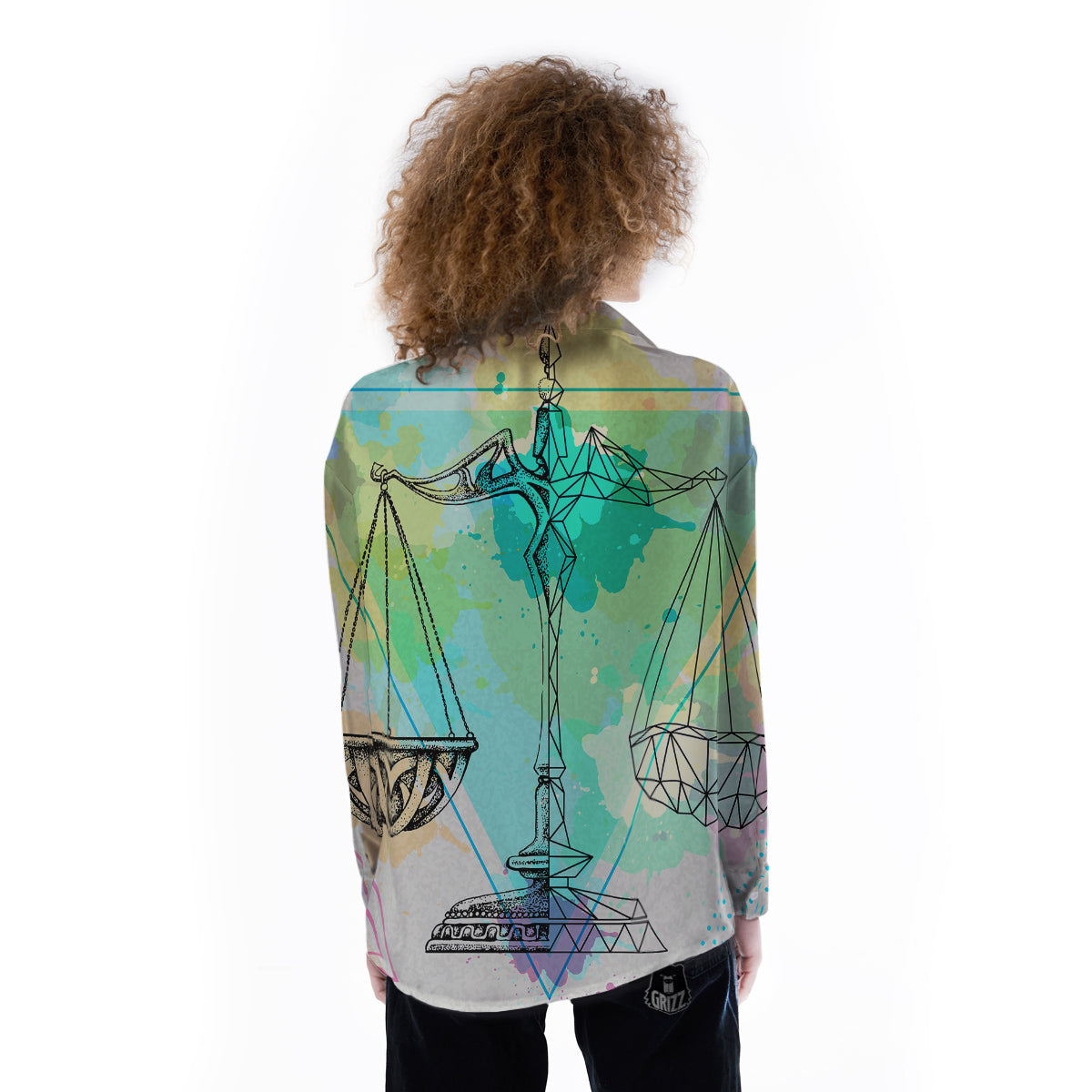 Libra Sign Colorful Print Women's Long Sleeve Shirts-grizzshop