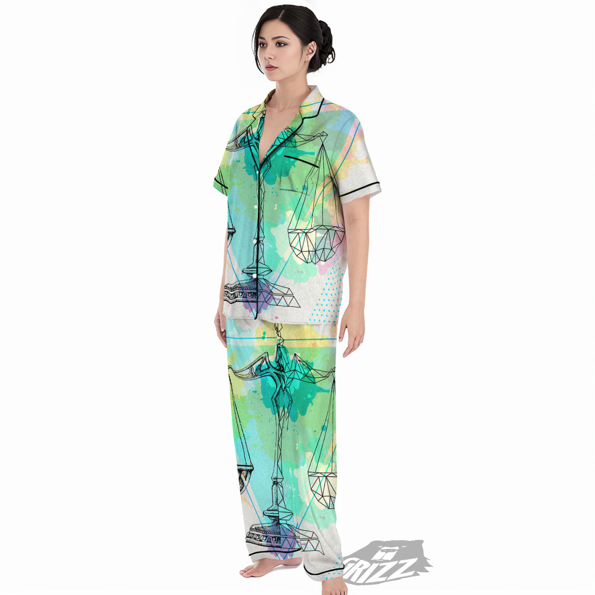Libra Sign Colorful Print Women's Pajamas Set-grizzshop