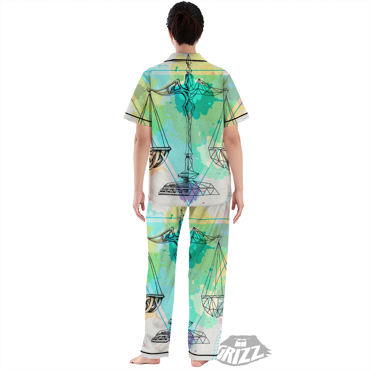 Libra Sign Colorful Print Women's Pajamas Set-grizzshop