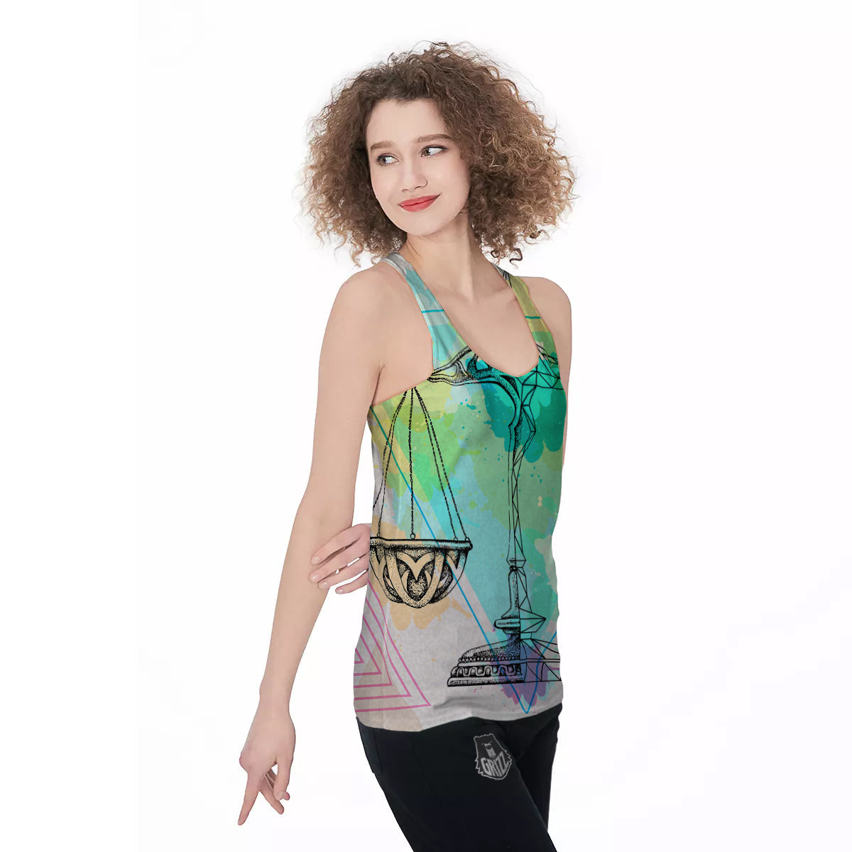 Libra Sign Colorful Print Women's Racerback Tank Top-grizzshop