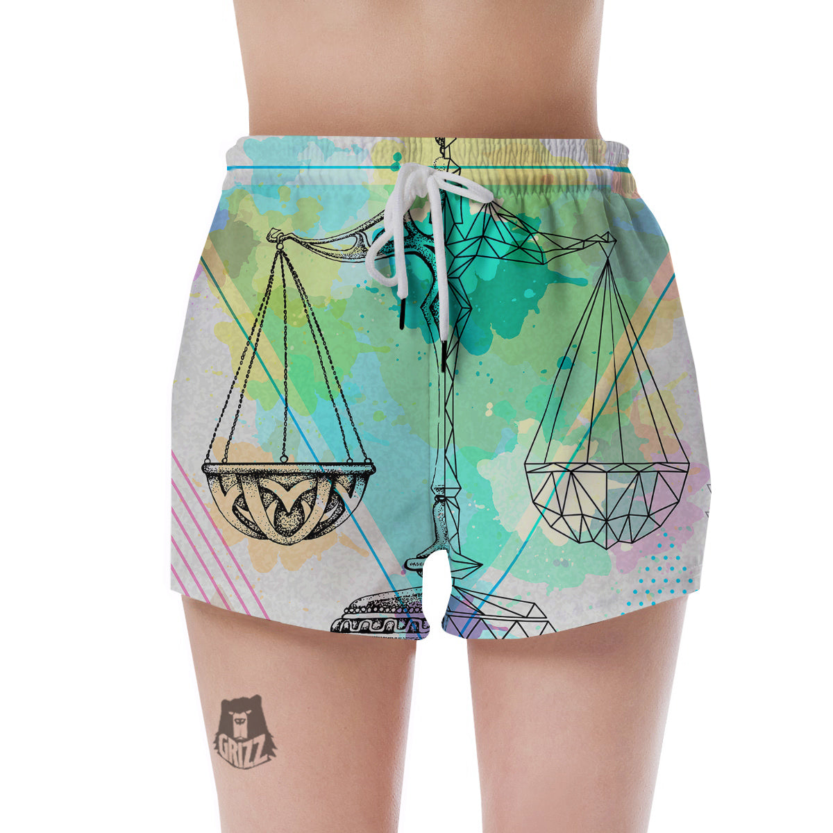 Libra Sign Colorful Print Women's Shorts-grizzshop