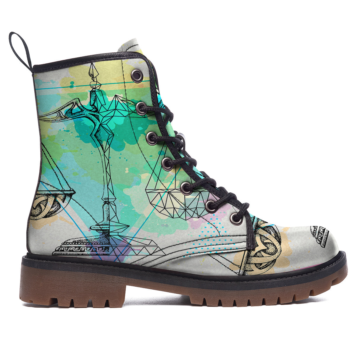 Libra Sign Colorful Print Work Boots-grizzshop