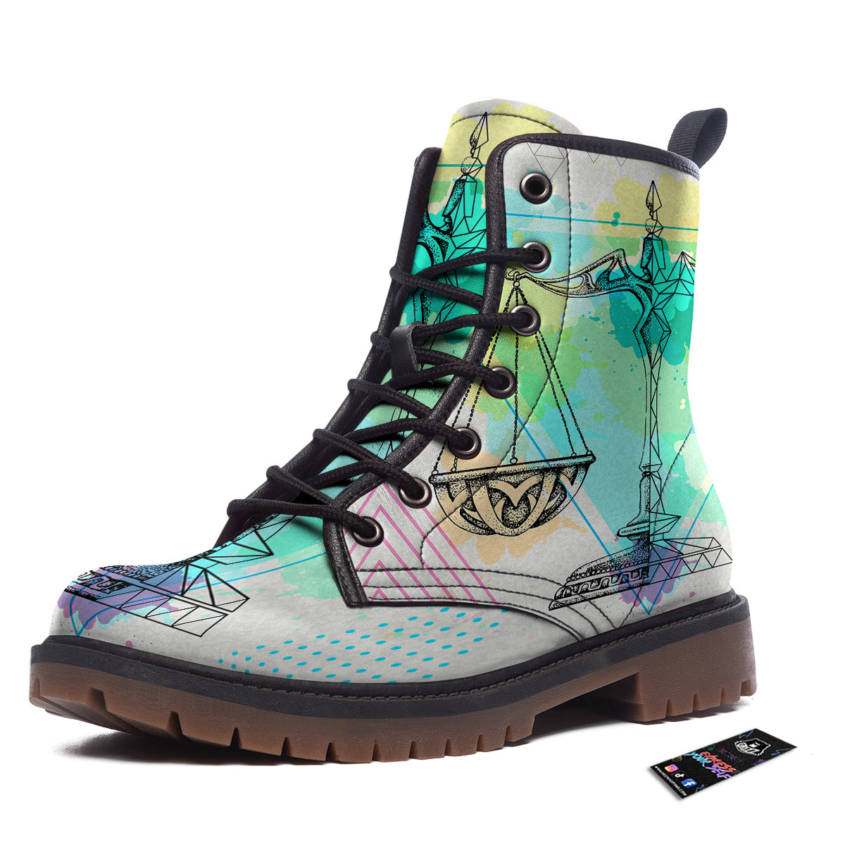 Libra Sign Colorful Print Work Boots-grizzshop
