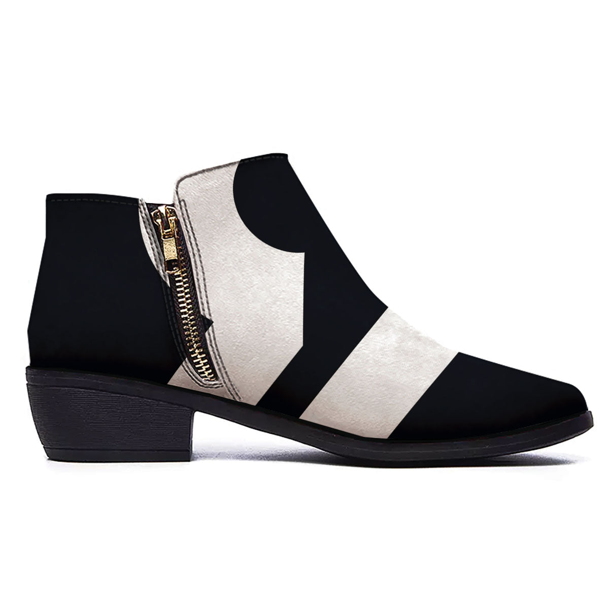 Libra Sign White And Black Print Ankle Boots-grizzshop