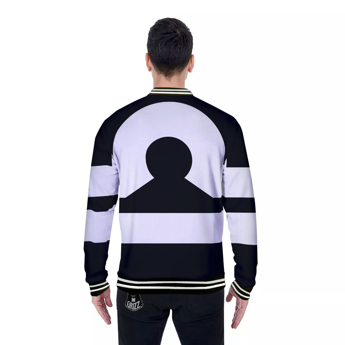 Libra Sign White And Black Print Baseball Jacket-grizzshop