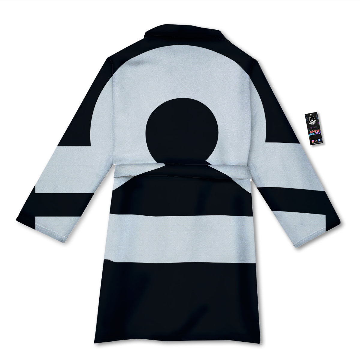 Libra Sign White And Black Print Bathrobe-grizzshop