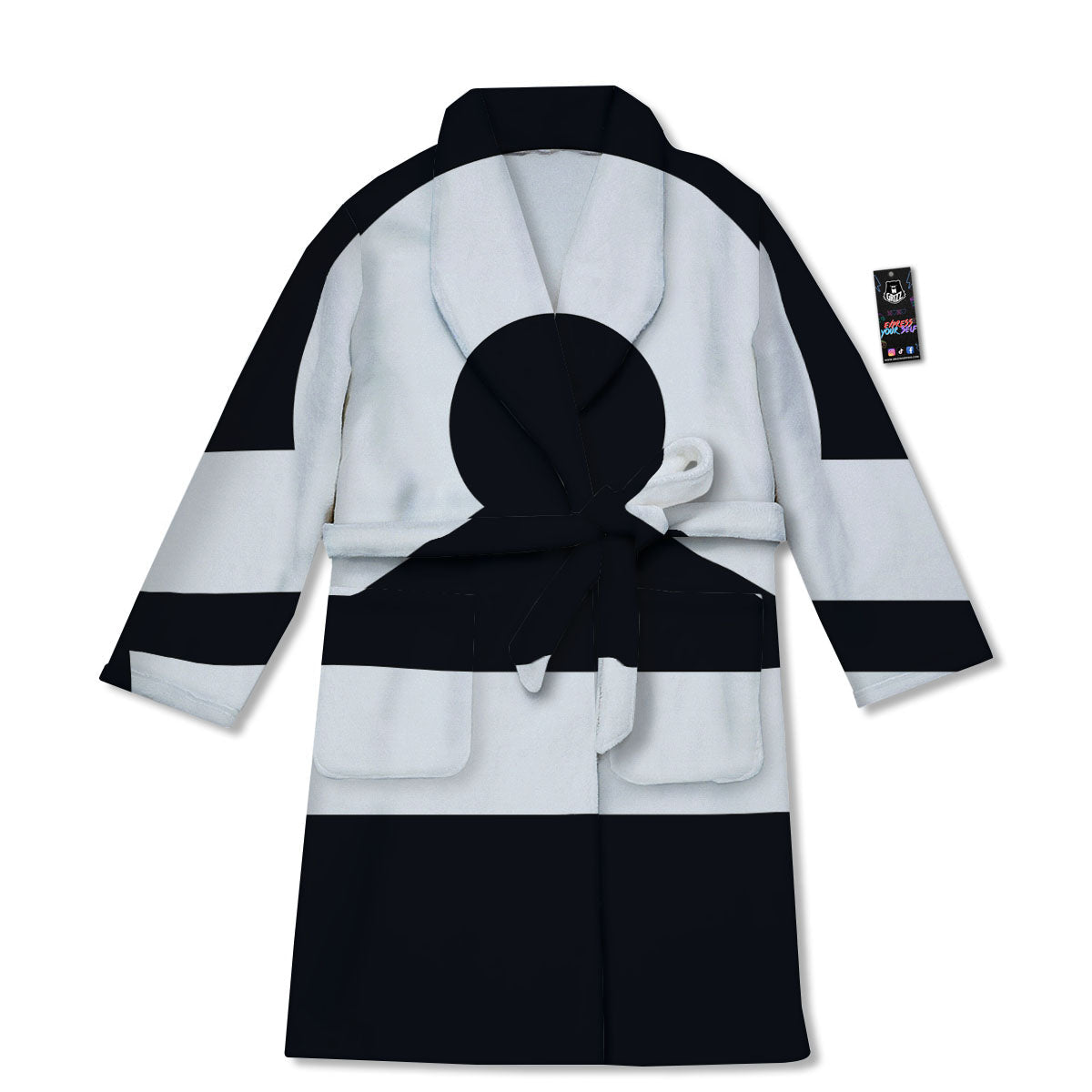 Libra Sign White And Black Print Bathrobe-grizzshop